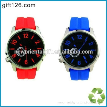 Stainless Steel Case Silicone Strap Wrist Watches For Sports